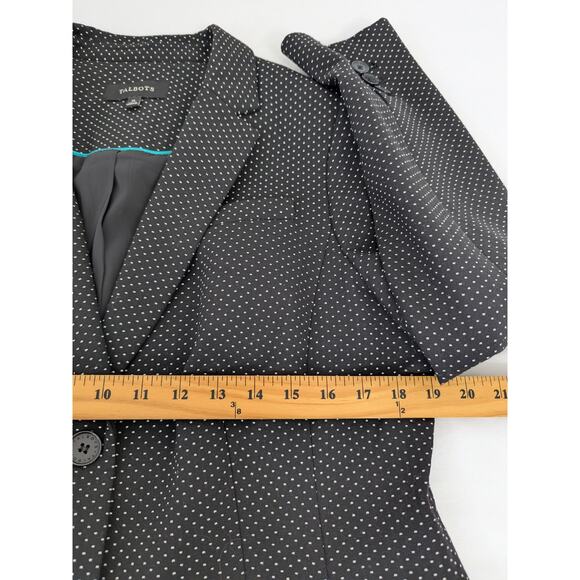 Talbots Womens Black Polka-dot Blazer Size‎ 12 Wool Blend Career Office Corpcore - Picture 8 of 9